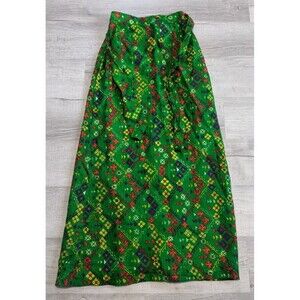 Vintage 1970's Adelaar Maxi Skirt Green Floral Lined Women's Size 10